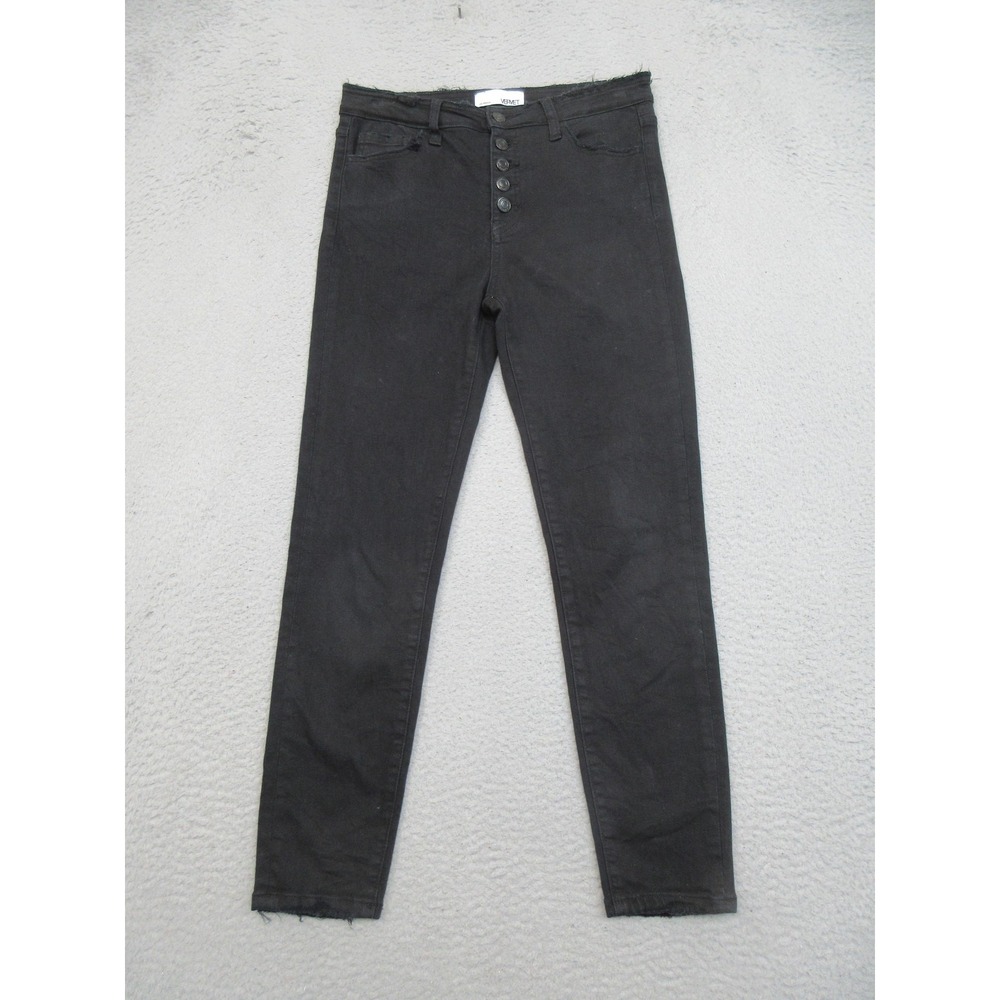 Vervet Button Fly Skinny Jean Women 28 Black Raw Hem Distressed High Rise Grunge